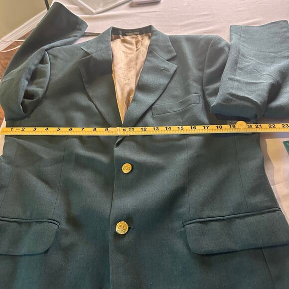 Stafford Men 40R Green Gold Button Dacron/worsted Wool Sport Coat Blazer Golf - Picture 7 of 11